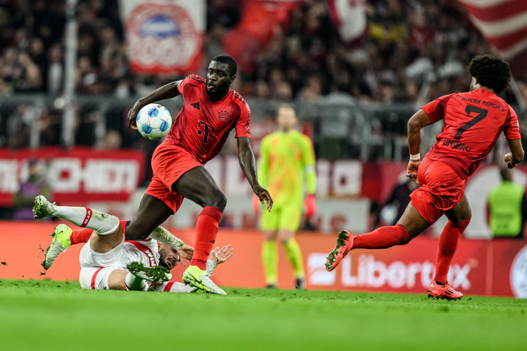 Dayot Upamecano competes during the Bundesliga match between FC Bayern München and VfB Stuttgart at Allianz Arena on 19 October 2024.