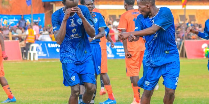 Crispus Sseruwuge celebrating after scoring